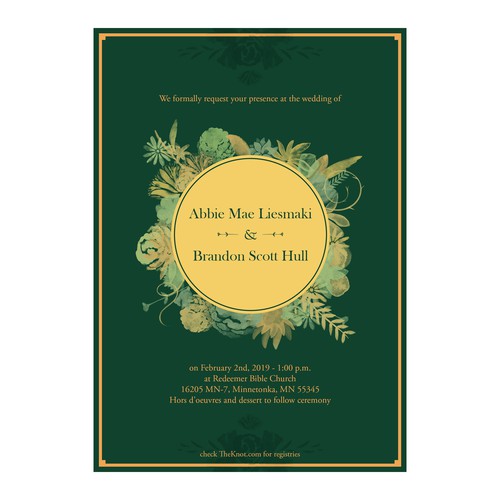 Wedding Invitation Card for Abbie and Brandon