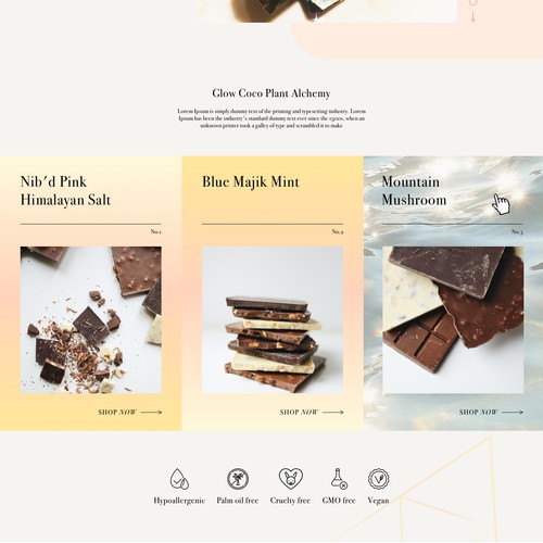 Landing page for CBD chocolate brand