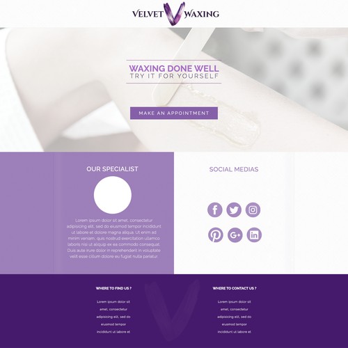 Landing page for a waxing salon