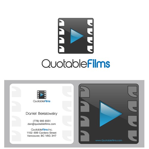 Create the next logo and business card for Quotable Films