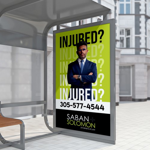 personal injury lawyer bus stand ad