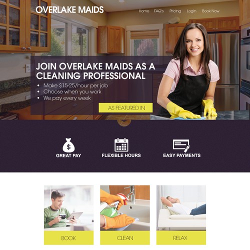Create an inviting design for a 21st century maid company