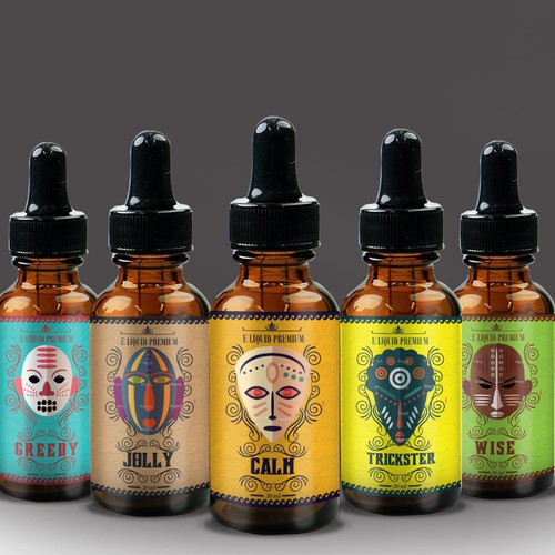 African mask for e liquid label