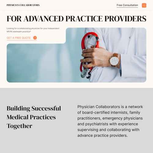 Physician Practice Landing page design