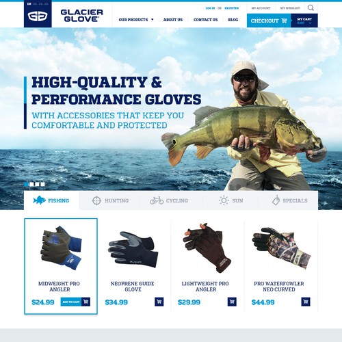 Webdesign for outdoors-Glacier Glove 