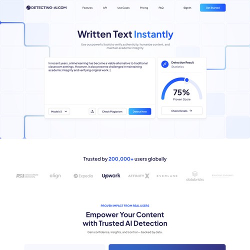 Redesign the Homepage for AI Detection SaaS