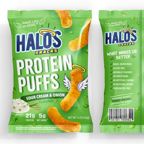 Protein Puffs bag design