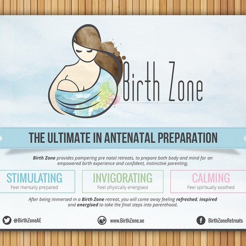 Create clean, contemporary banner ad for Birth Zone retreats.