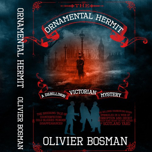 Create an original retro style book cover for a Victorian detective novel.