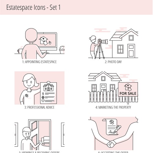 Icon illustration set for a real estate agency