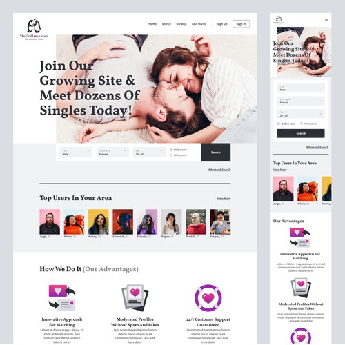 Design for a dating site