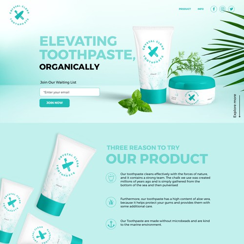 Landing page Elevating Toothpaste