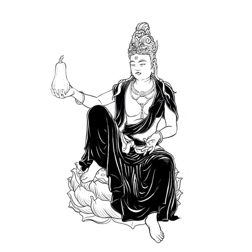 Guan Yin with Butternut Squash Illustration