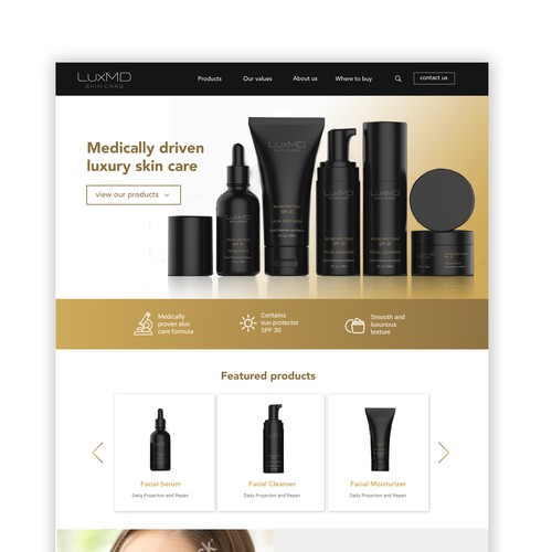 Website design for a skin care line