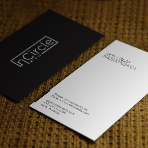 business card for renown photographer and director