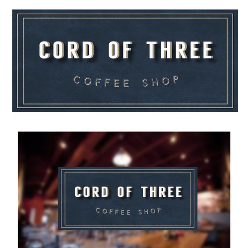 Create a unique logo for a cutting-edge,modern coffee shop named Cord of Three.