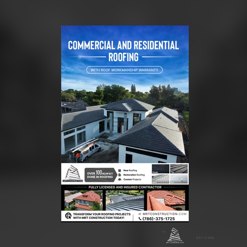 Roofing flyer for commercial and residential projects