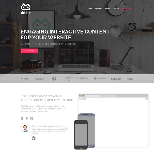Create a leading landingpage for our brand new Web App!