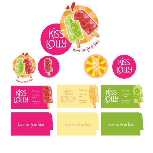 Create a fun and lively logo design for Kiss Lolly