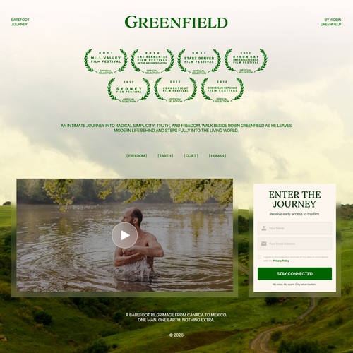 Design a film screening optin page that embodies what it means to live
