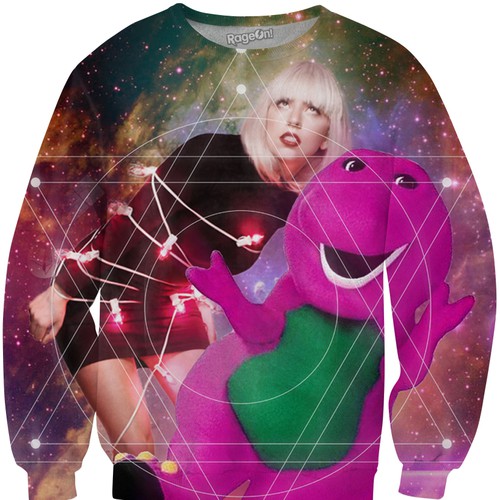 Lady Gaga and Barney having fun in space.