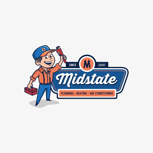 Retro Plumbing, Heating, Aircon Mascot logo