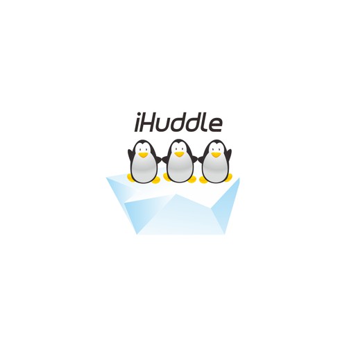 Logo of penguins huddling together for an awesome sports social network / mobile app