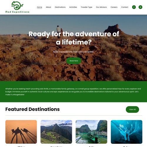 Squarespace site for Travel Company