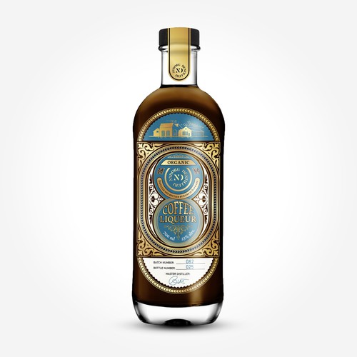 Organic Coffee Liqueur bottle – label design