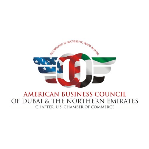 Create a professional logo that incorporates the US and UAE working together on a business level.