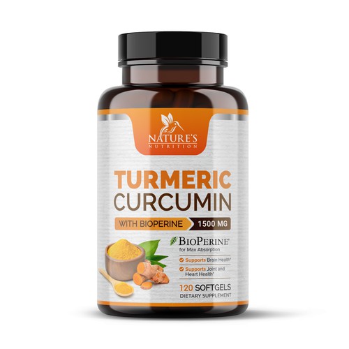 Turmeric Curcumin Dietary Supplement Label Design