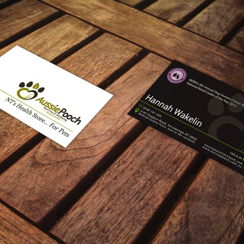 Business cards for a pet store