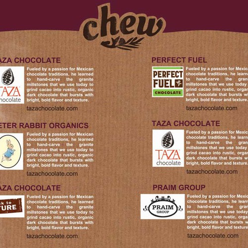 Chew needs a new postcard or flyer