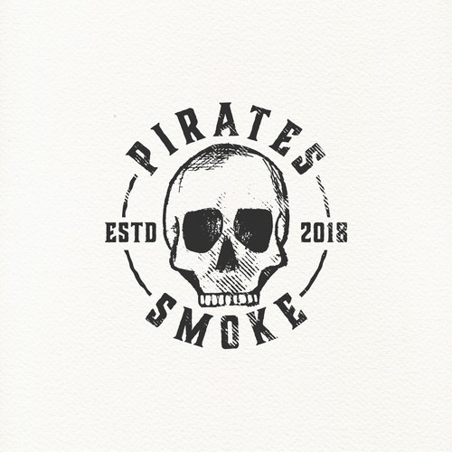 Pirate skull logo for smoke shop.