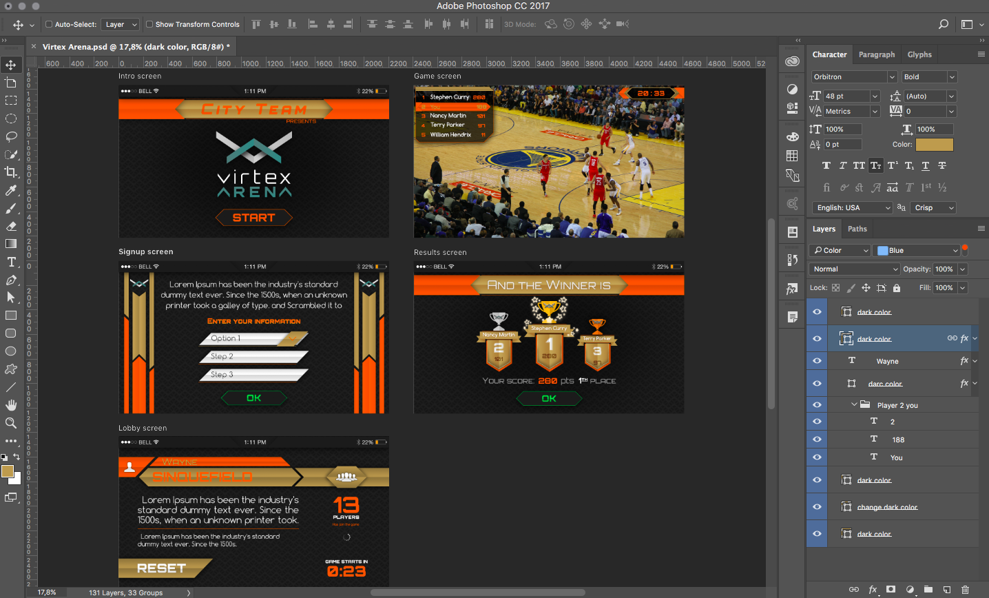 A mobile app with graphics like a televised sporting event