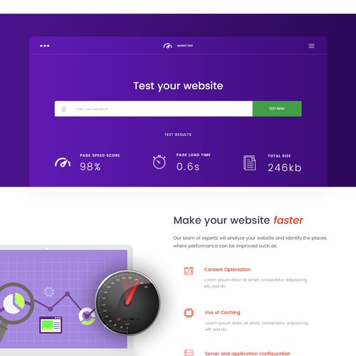 Design for Test speed website