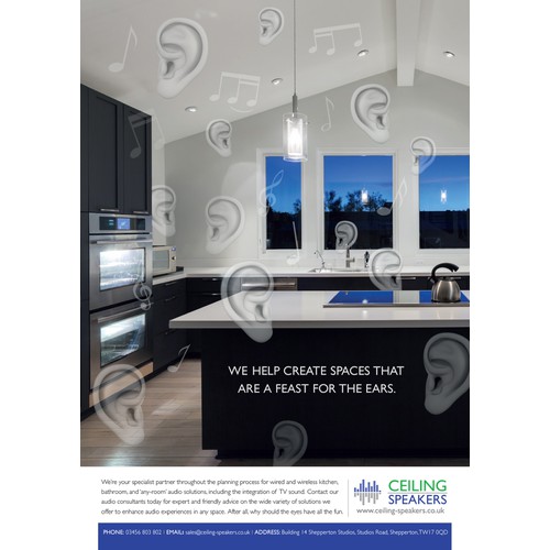 Create an advert to integrate invisible audio into kitchen & bathroom designs