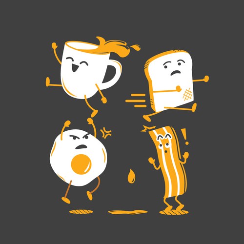 2 Colors Fun Breakfast Items Illustration