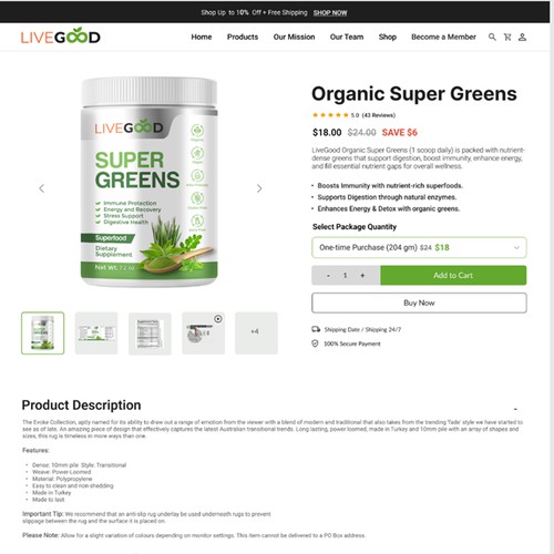 Product Page For Health Supplement
