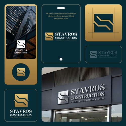 Bold and Architectural “S” Logo for Stravros Construction