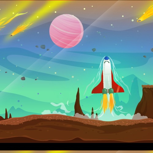 Scrolling Game Illustration - Space Theme