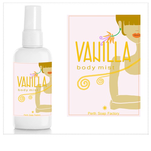 label for Vanilla Body Spray for a Dollar Shop