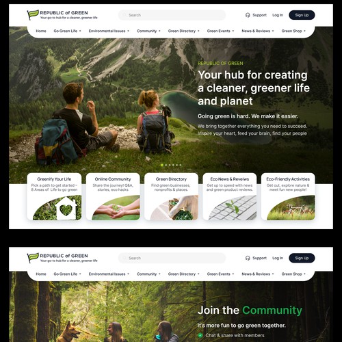  Heroes & nav boxes for 5 pages on sustainability website