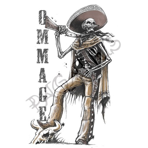 Mexican Cowboy Skeleton digital artwork required for tshirt print