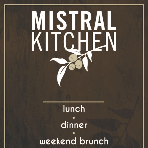 Create a great outdoor sign for Mistral Kitchen, a high-end Seattle eatery