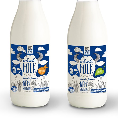 A fun label for an organic milk brand