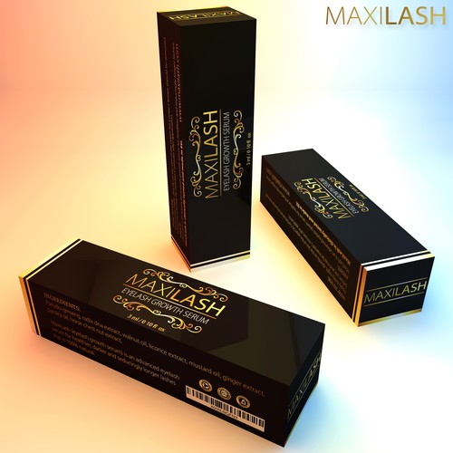 Mascara Type Gold & Black Box Design.