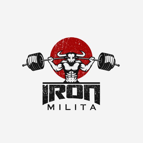 Strong weight lifting beast logo  
