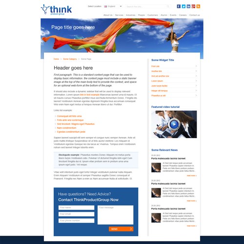 Website design for Think Product Group Ltd