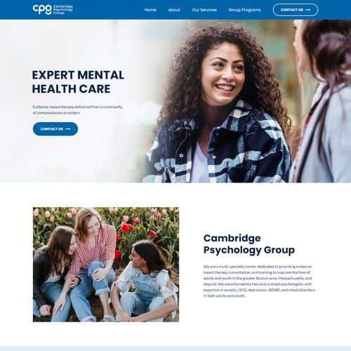 Clean Website Design For A Mental Health Care Company
